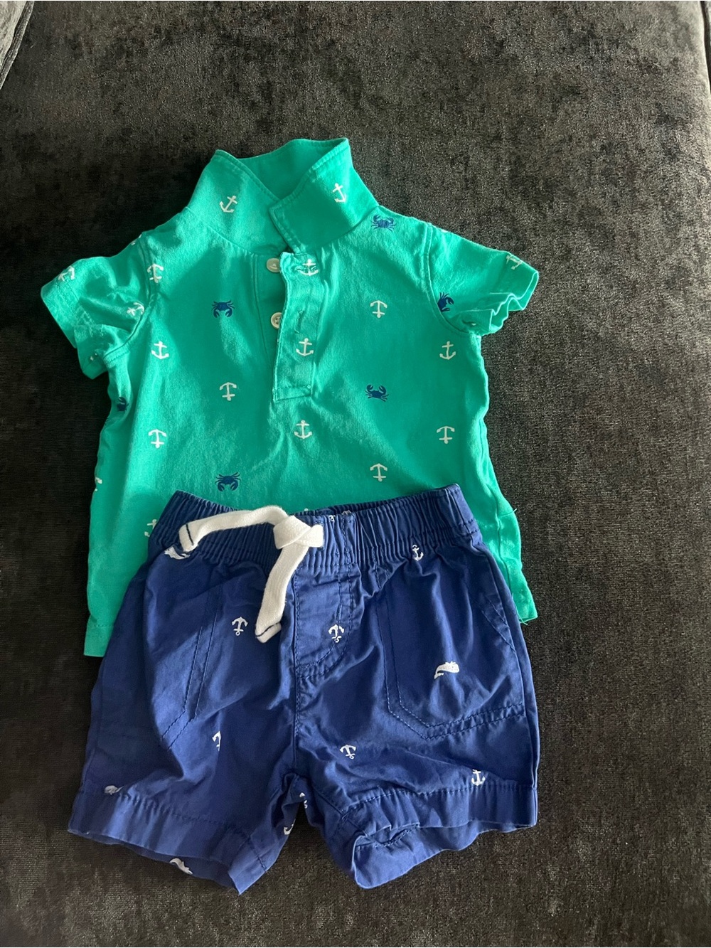 Carter's Teal Polo and Navy Shorts Matching Set